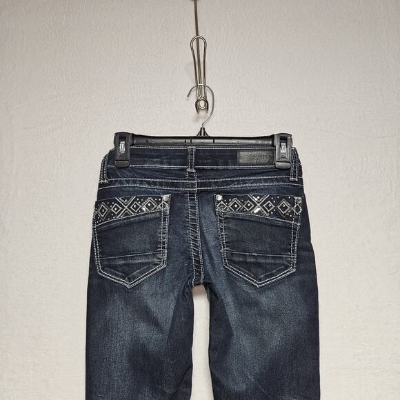 Girls Tween Daytrip Jeans SZ 14 Bling Heavy Stitching‎ Skinny Fit - Picture 4 of 8